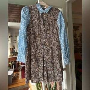 Multi contrast floral but inner down shift dress